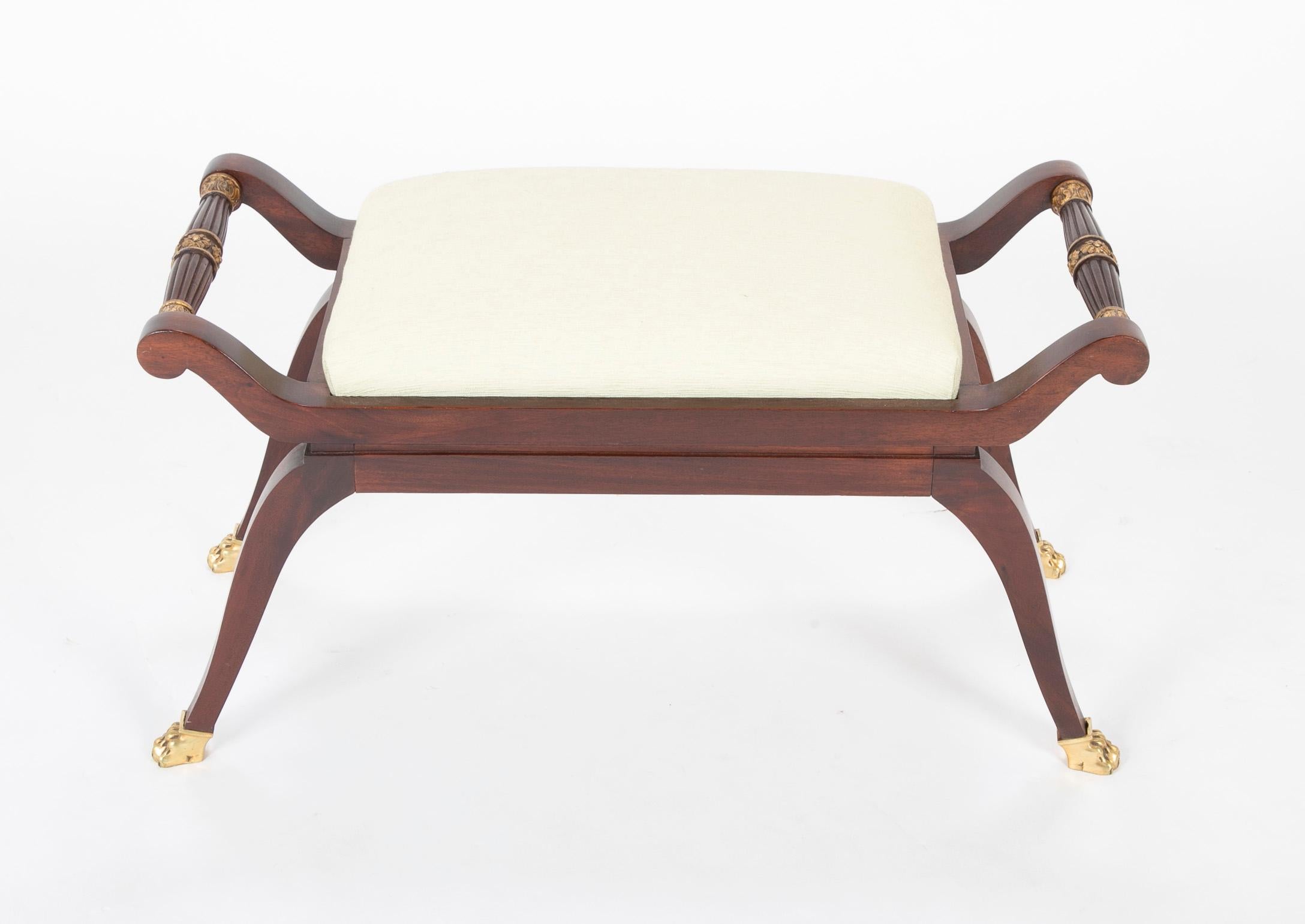 French Empire Style Parcel-Gilt Mahogany Hall Bench For Sale