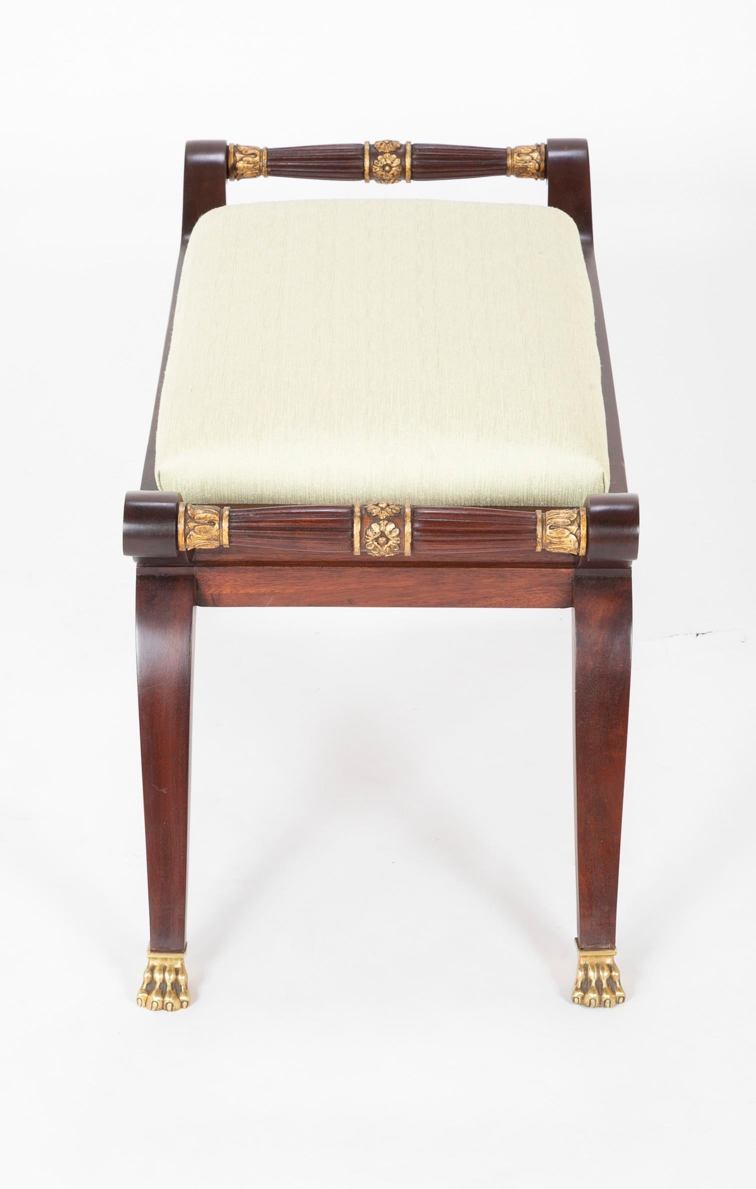 Empire Style Parcel-Gilt Mahogany Hall Bench For Sale 1