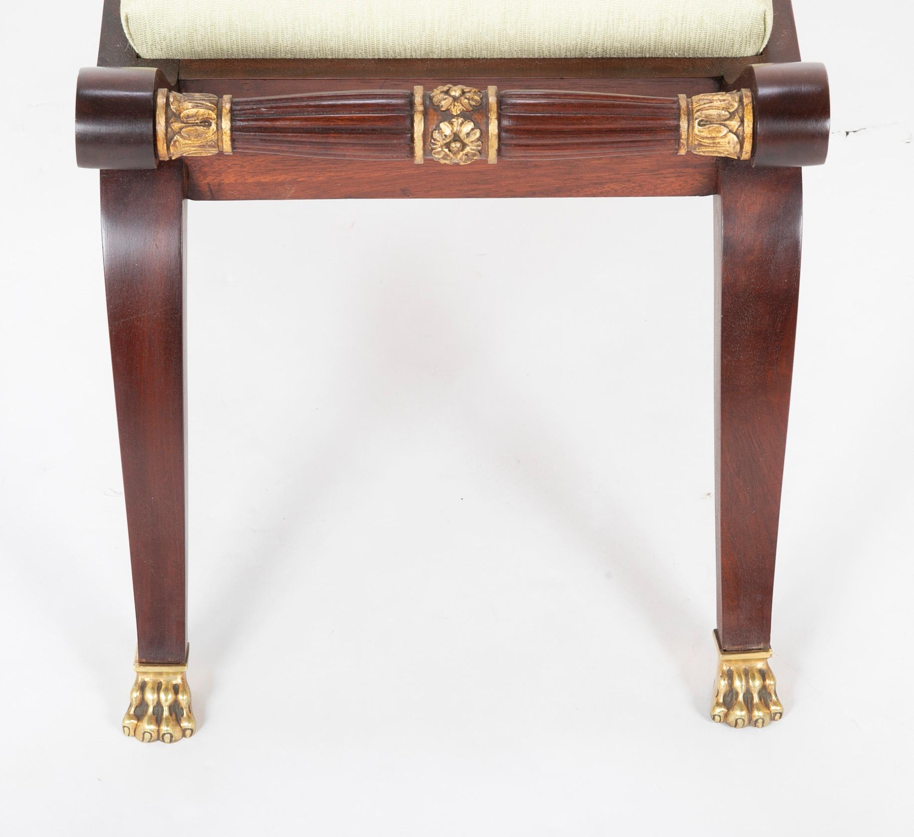 Empire Style Parcel-Gilt Mahogany Hall Bench For Sale 2