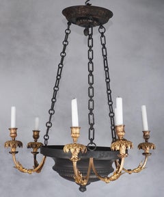 Empire Style Patinated and Gilt Bronze Light Fixture