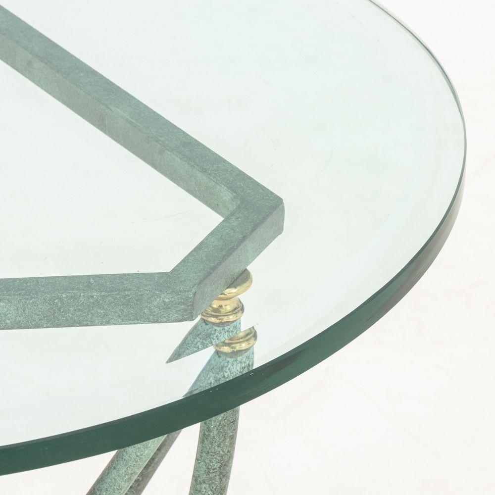 Federal Empire Style Patinated & Gilt Metal Lamp Table For Sale