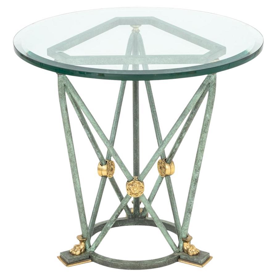 Empire Style Patinated & Gilt Metal Lamp Table For Sale