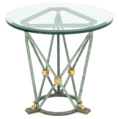 Empire Style Patinated & Gilt Metal Lamp Table