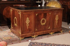 Empire Style Pedestal Desk in Mahogany with Gilt Bronze Mounts, France ca. 1830