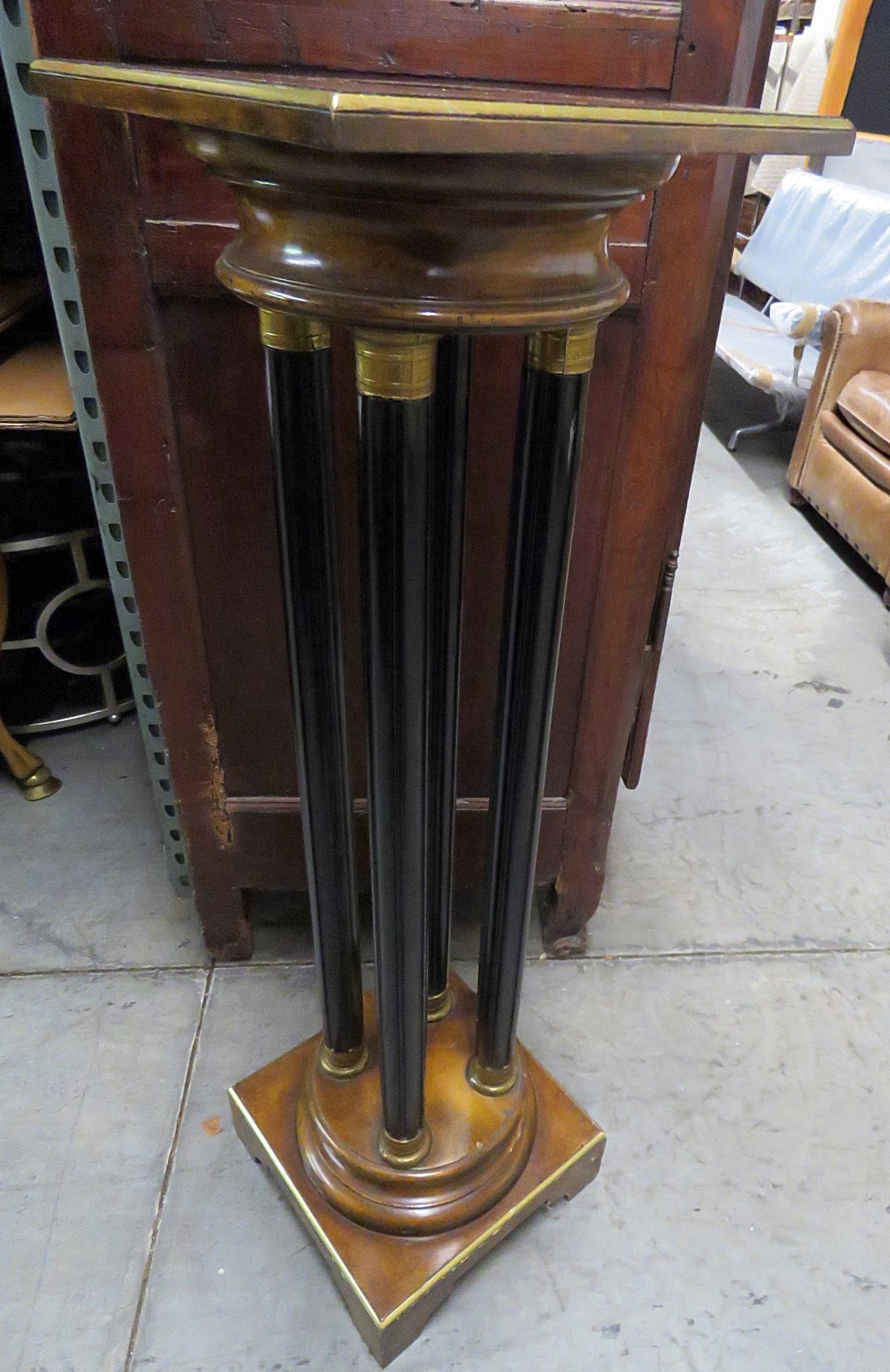 Ebonized Walnut and Bronze Mounted French Empire Style Pedestal Stand  1