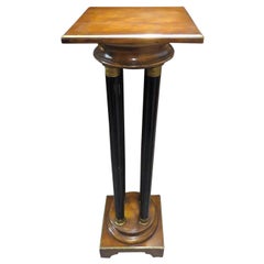 Ebonized Walnut and Bronze Mounted French Empire Style Pedestal Stand 