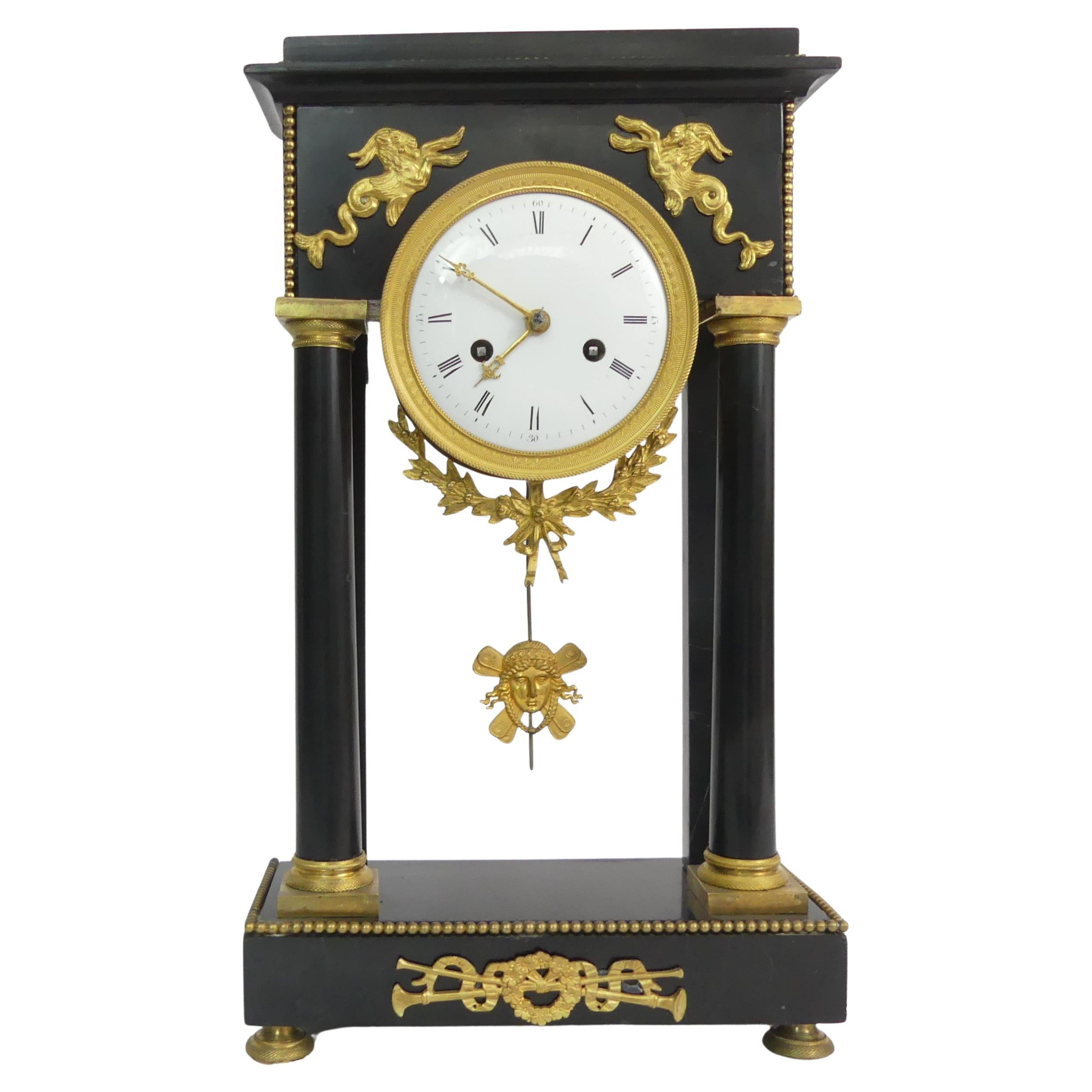 Empire-style portal clock, France, early 19th century, black