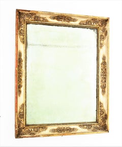 Empire Style Rectangular Mirror in Beige and Giltwood