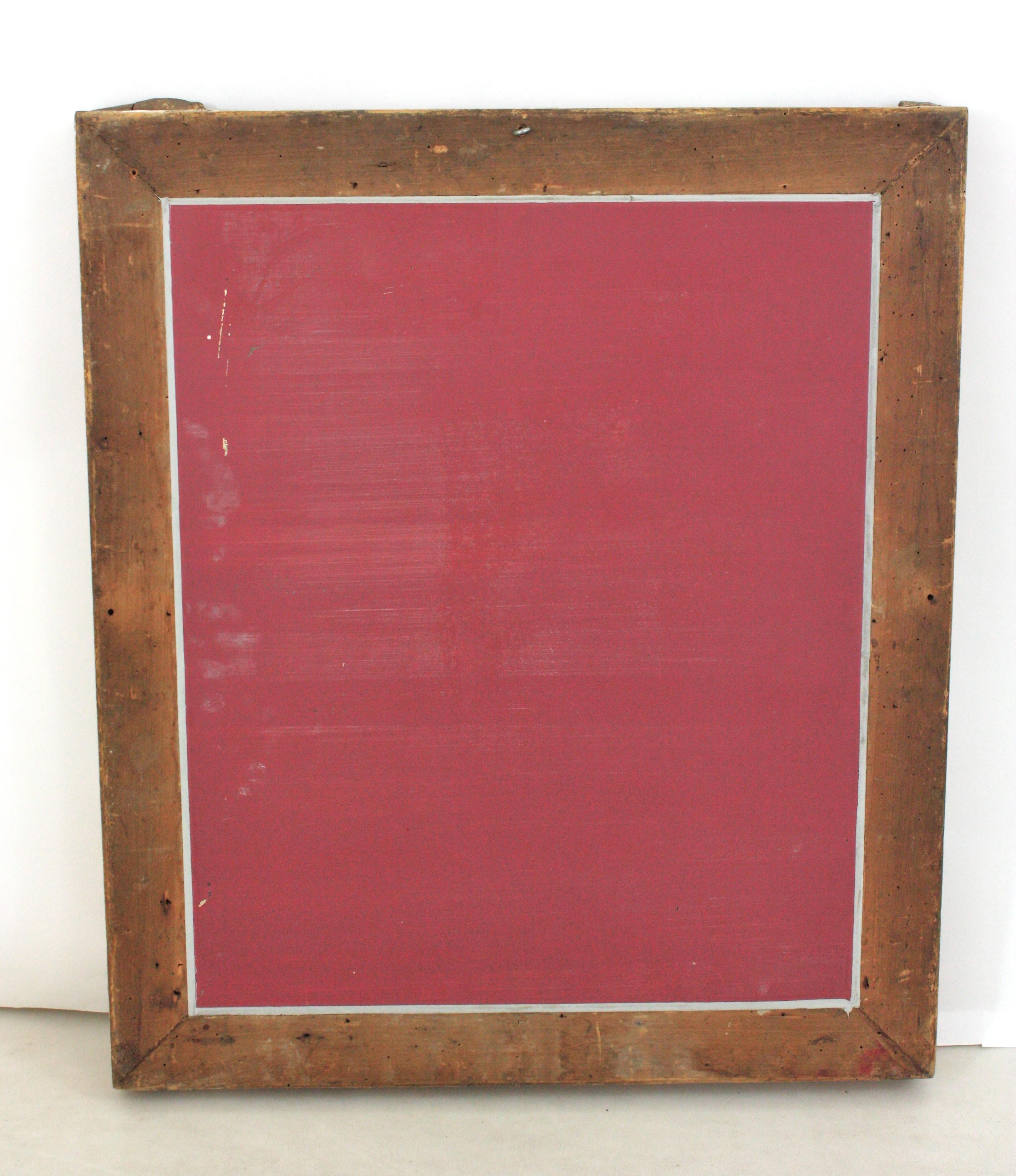 Miroir mural rectangulaire de style Empire avec cadre beige et doré en vente 5