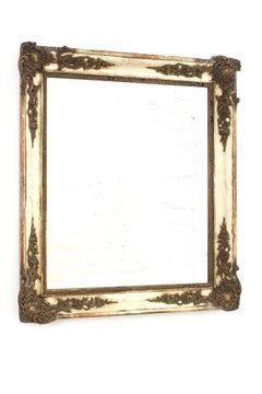 Empire Style Rectangular Wall Mirror with Beige and Gilt Frame