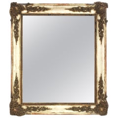 Espejo de Pared Rectangular Estilo Imperio con Marco Beige y Dorado