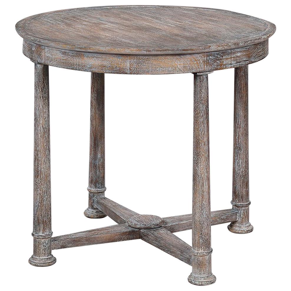 Empire Style Round Side Table, Cerused Finish