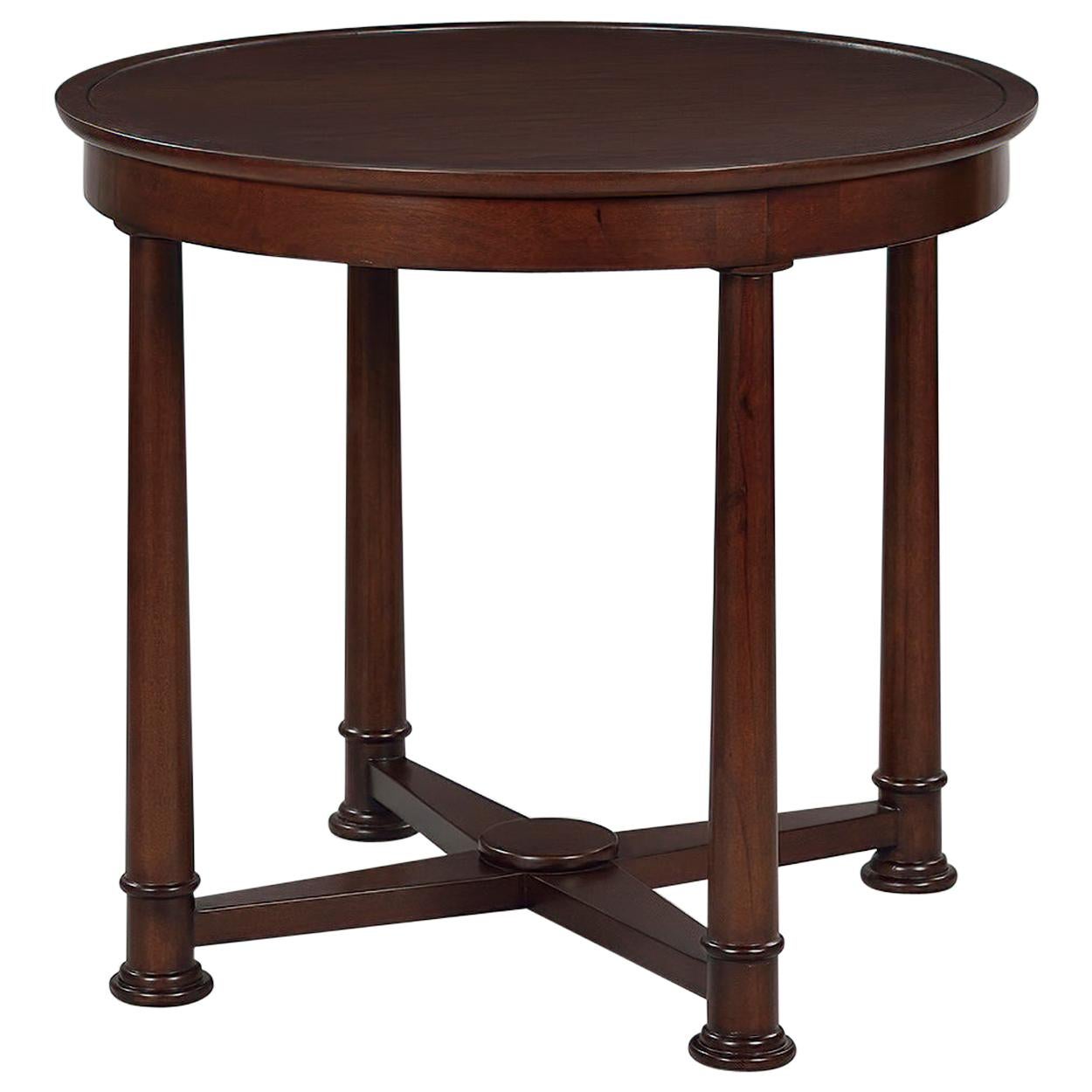 Empire Style Round Side Table, Mahogany Finish