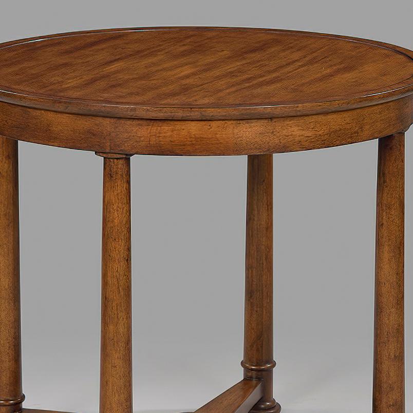 Vietnamese Empire Style Round Side Table, Rustic Walnut