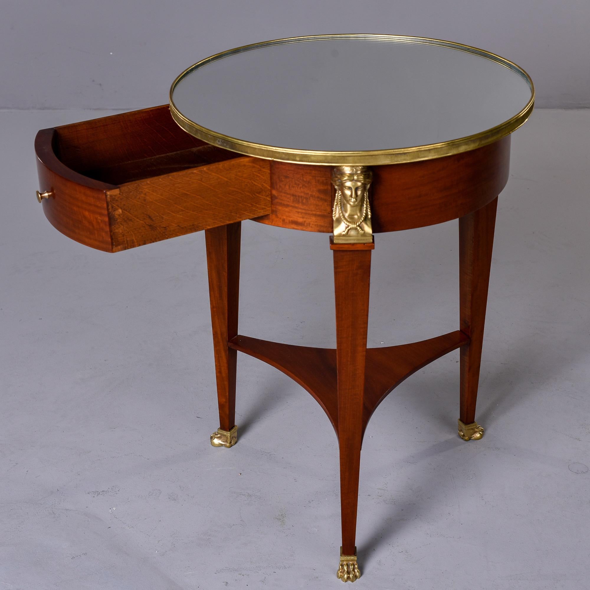 Empire Style Round Side Table with Mirrored Top and Brass Mounts 5