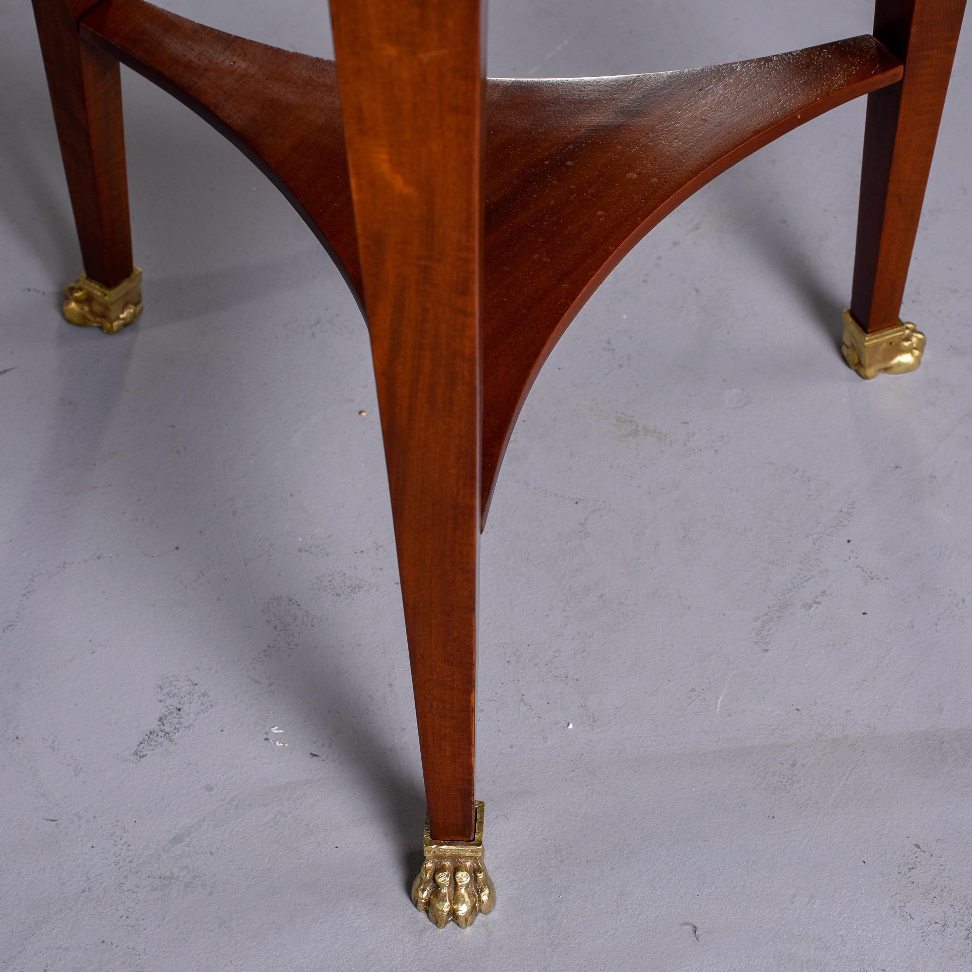 French Empire Style Round Side Table with Mirrored Top and Brass Mounts