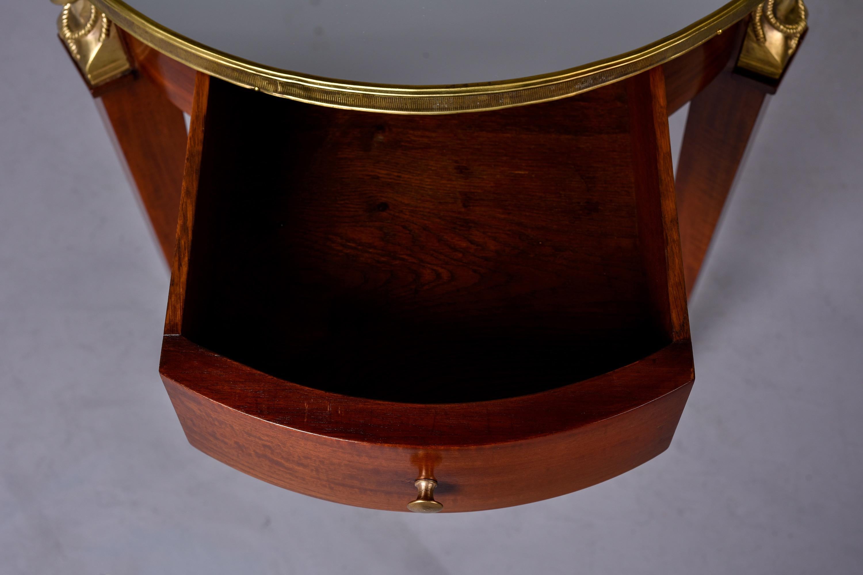20th Century Empire Style Round Side Table with Mirrored Top and Brass Mounts
