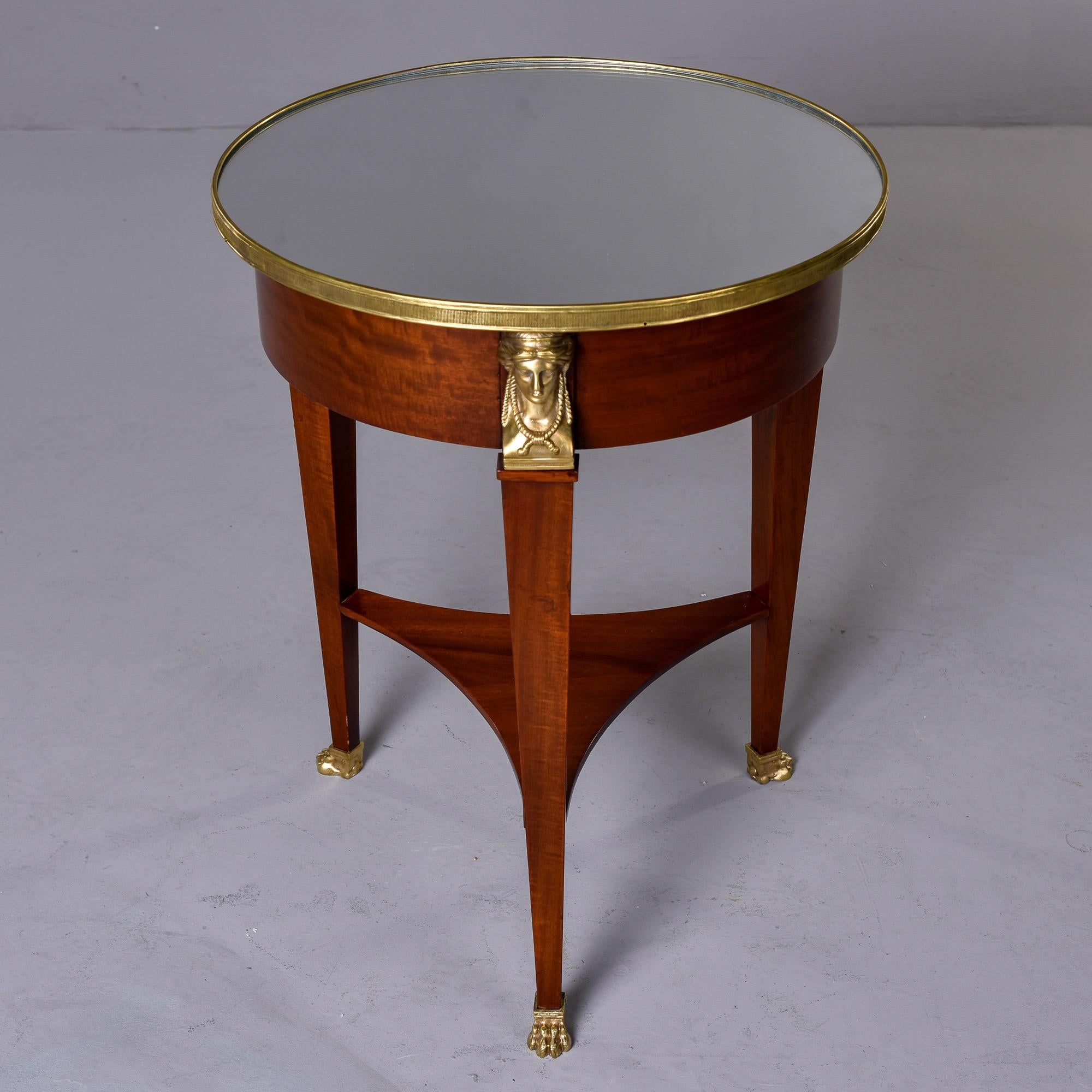 Empire Style Round Side Table with Mirrored Top and Brass Mounts 3