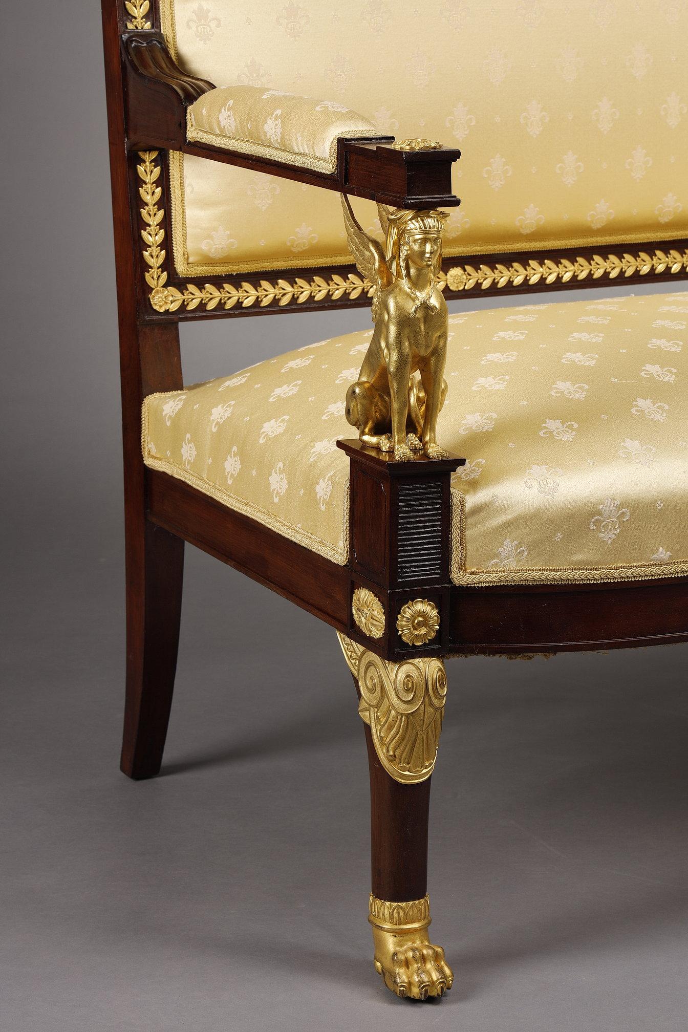 Empire-style Salon in Mahogany and gilded bronzes For Sale 3