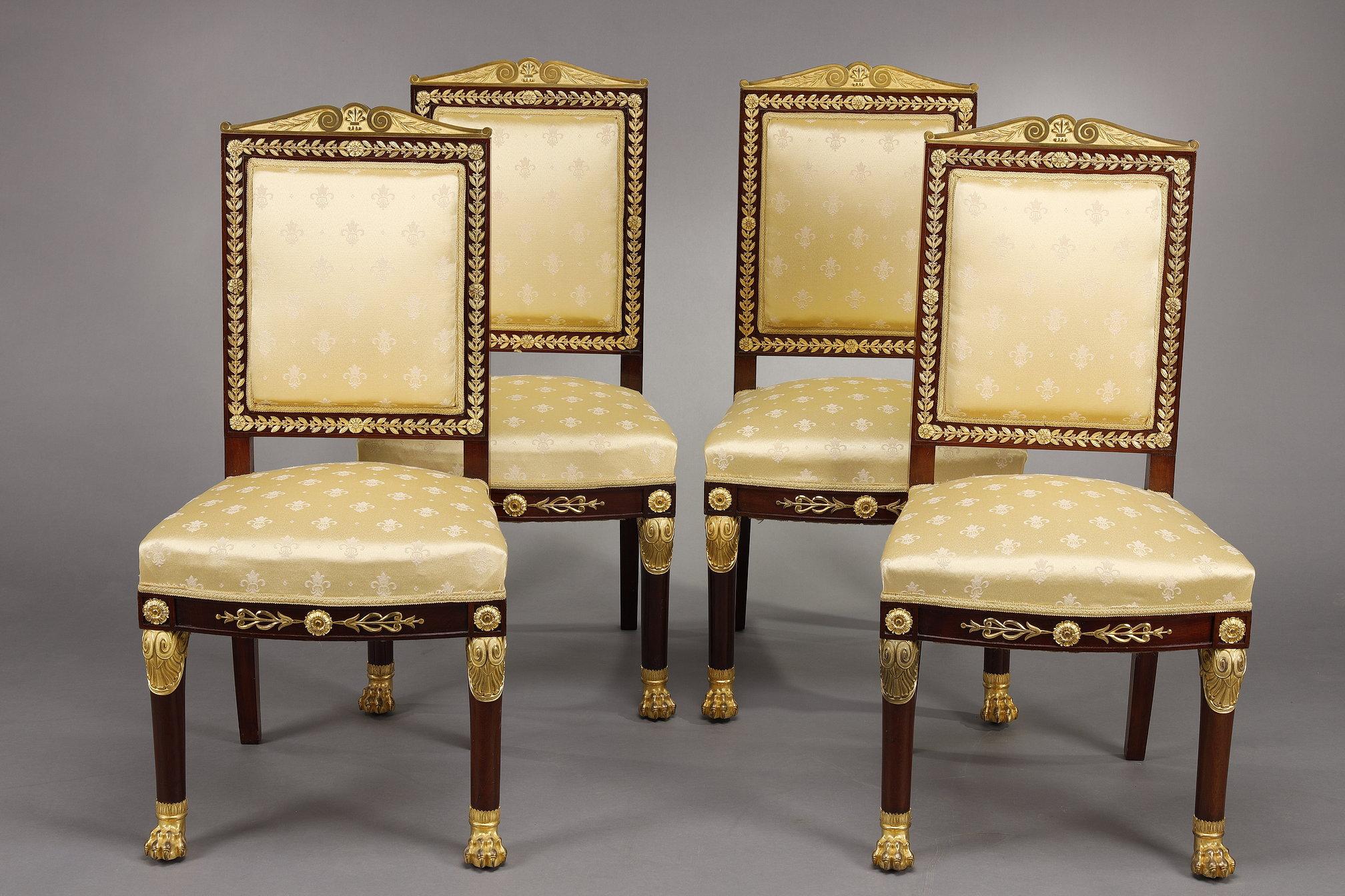 Salone in stile Impero in mogano e bronzi dorati in vendita 6