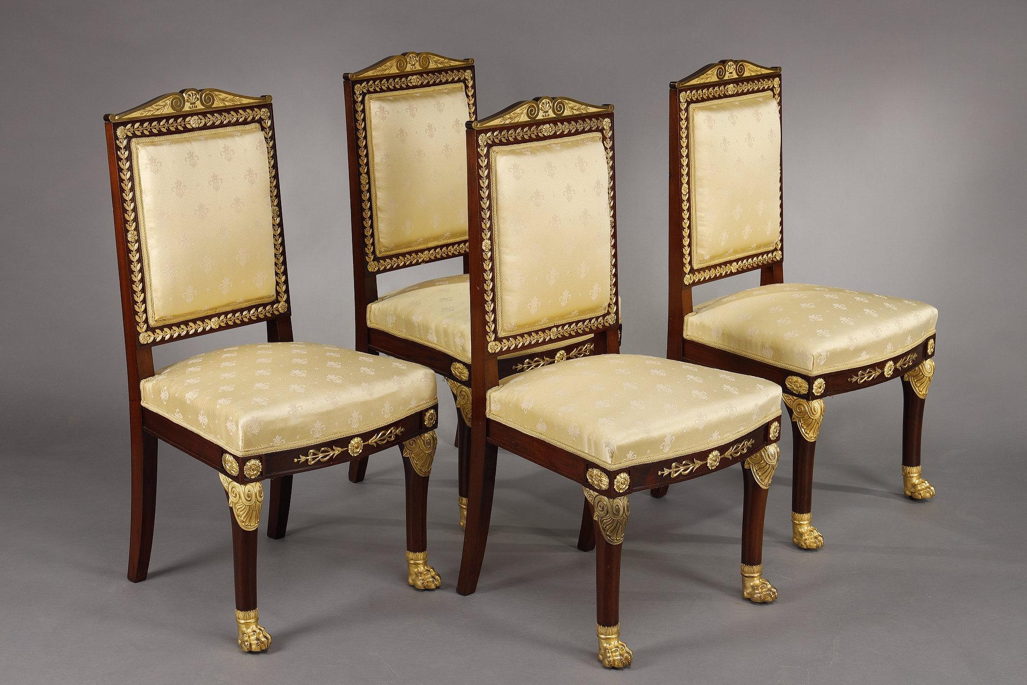 Empire-style Salon in Mahogany and gilded bronzes For Sale 8