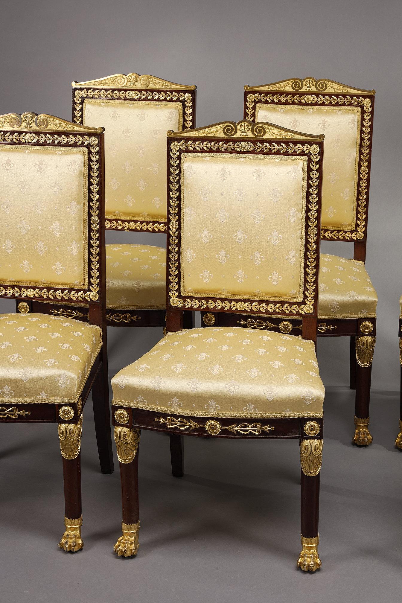 Empire-style Salon in Mahogany and gilded bronzes For Sale 9