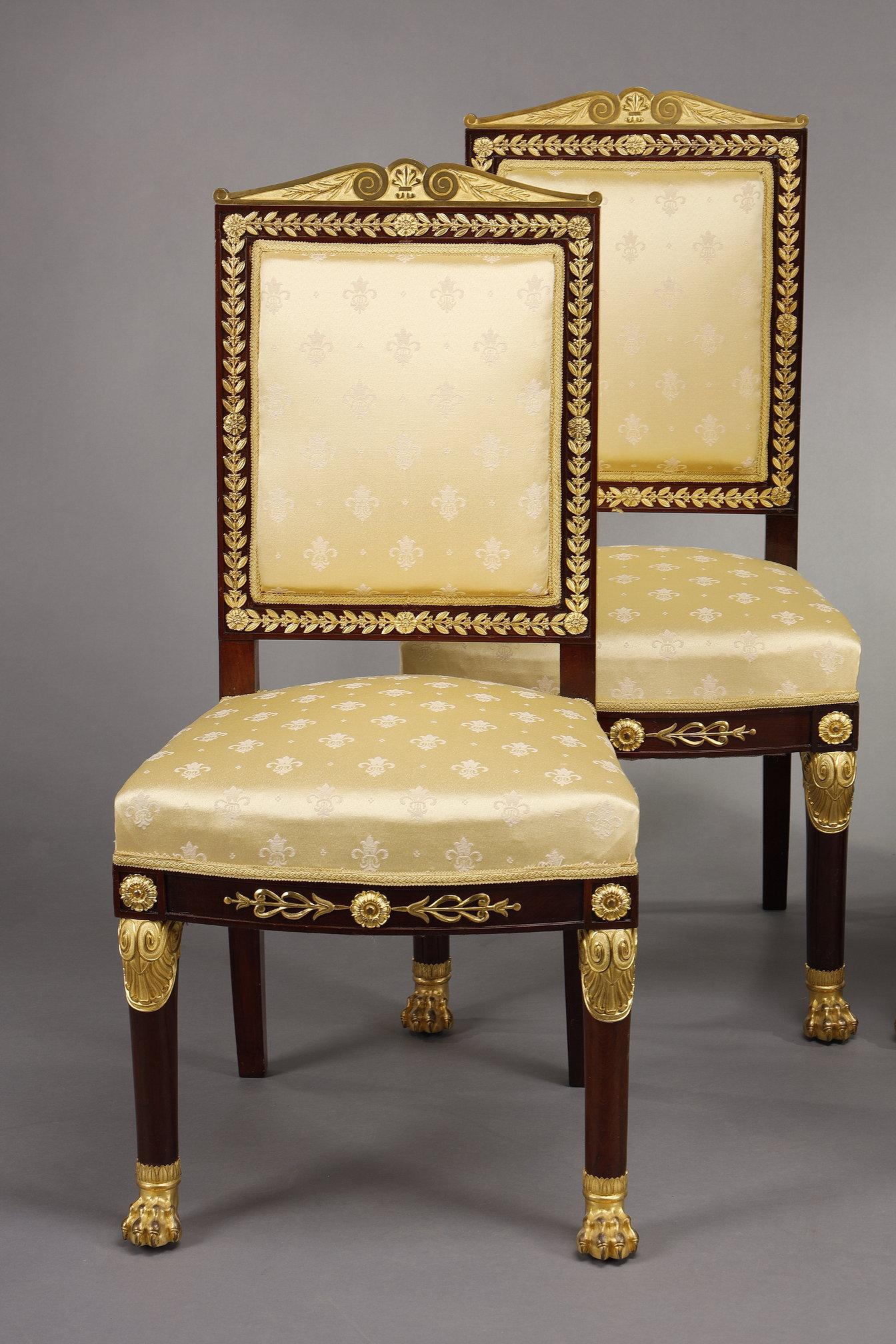 Salone in stile Impero in mogano e bronzi dorati in vendita 10