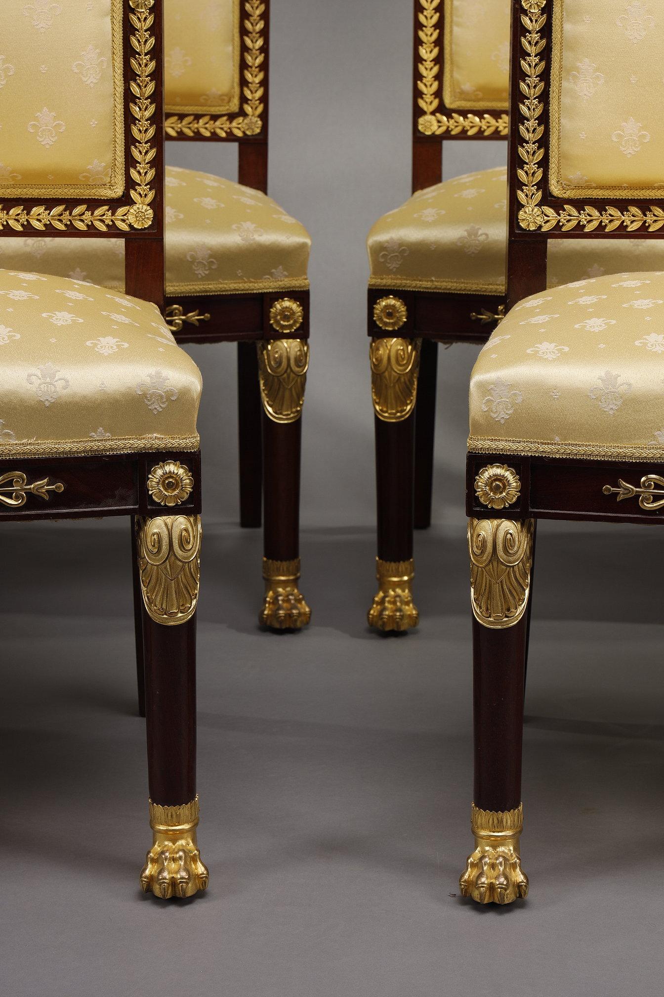 Salon im Empire-Stil aus Mahagoni und vergoldeten Bronzen im Angebot 14