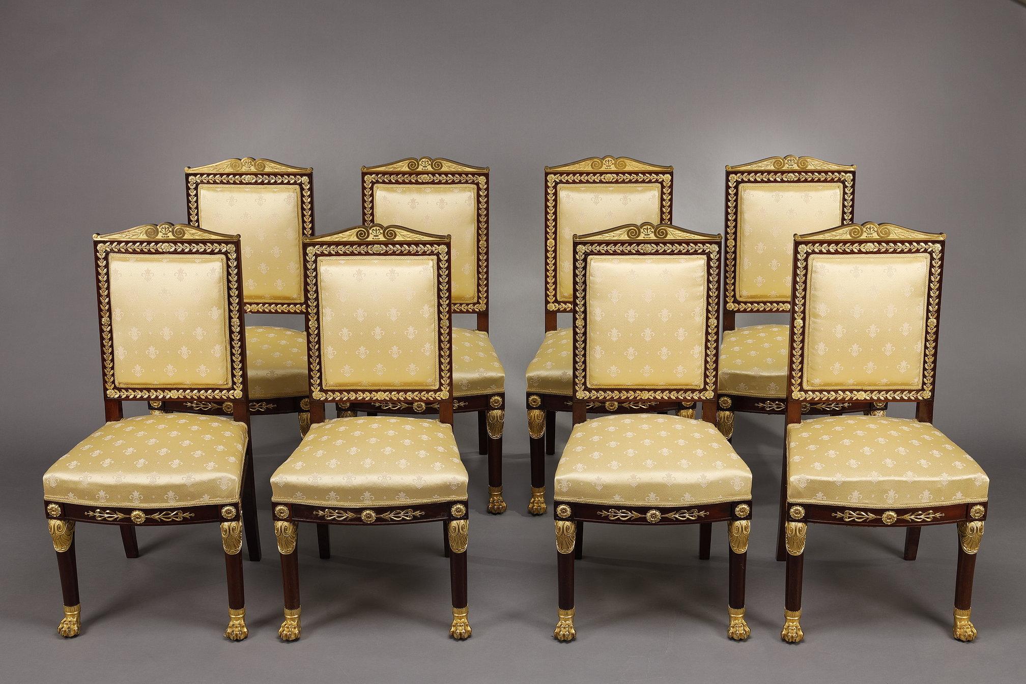 Gilt Empire-style Salon in Mahogany and gilded bronzes For Sale