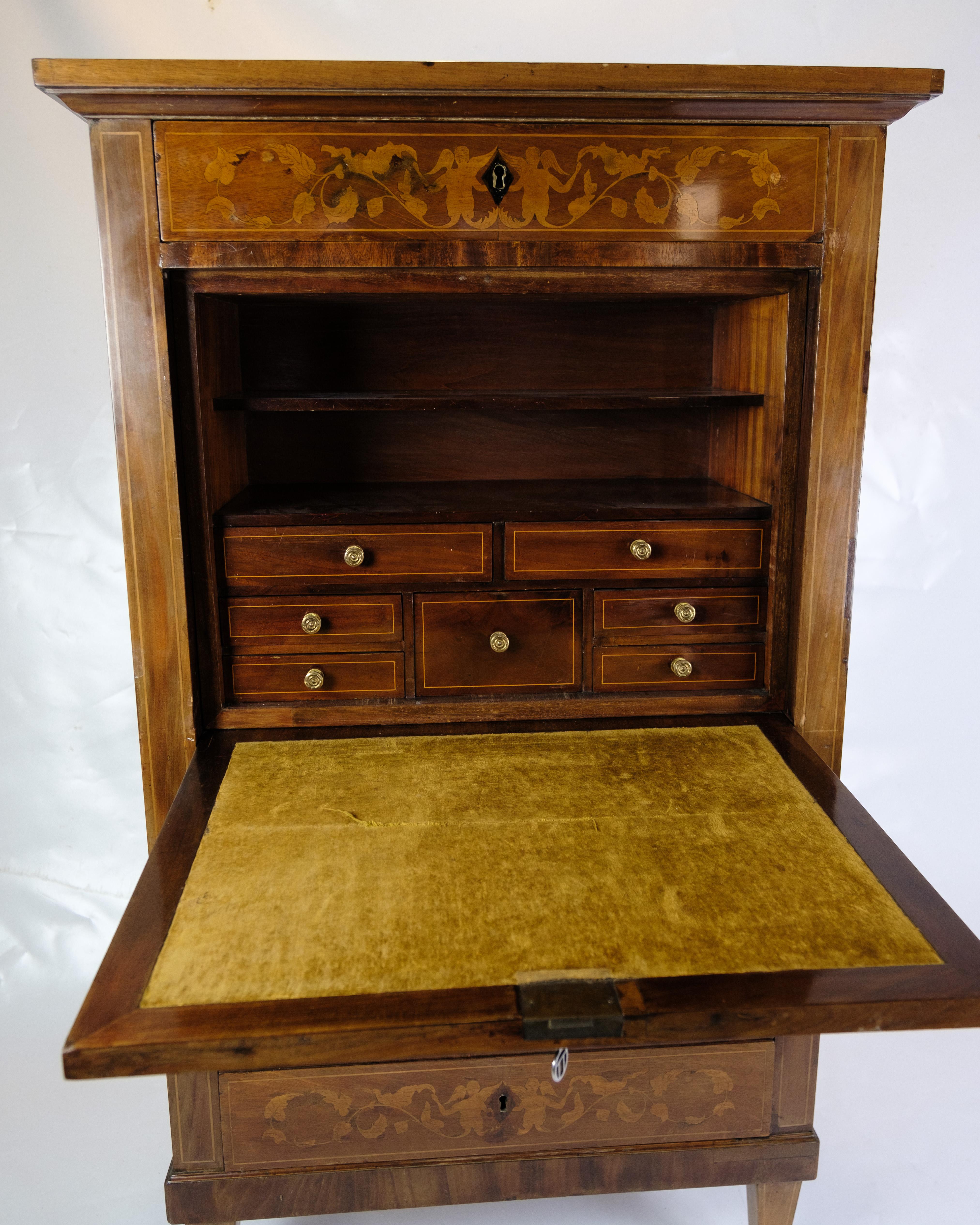 Empire Style Secretary Made In Mahogany & Intarsia From 1820s For Sale 1