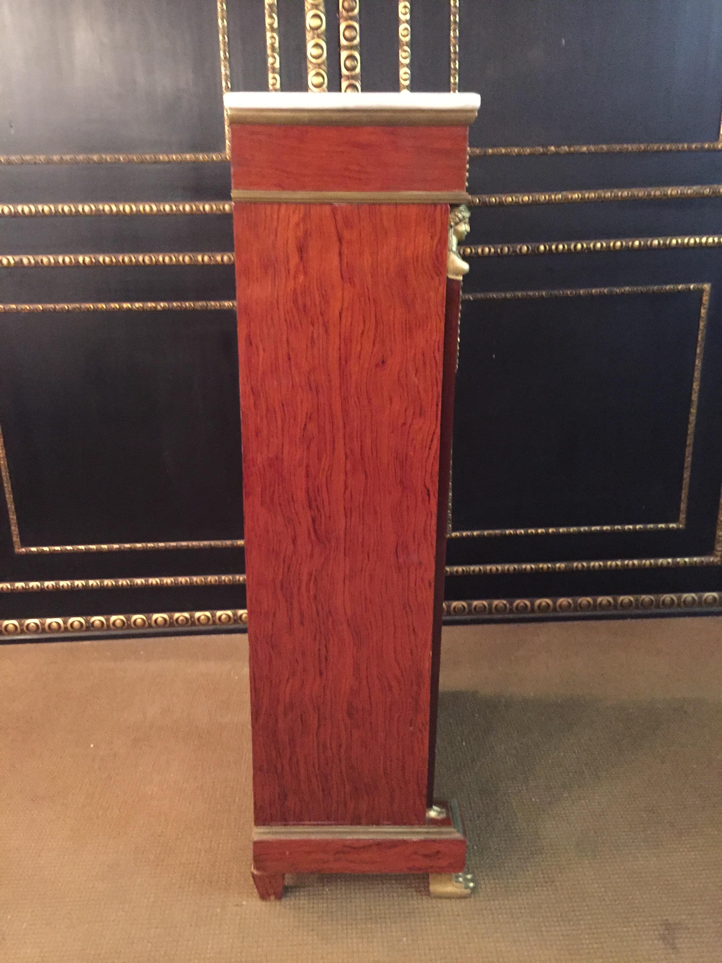 Antique Empire Style Secretary with Brass and Marble Top mahogany veneer For Sale 12