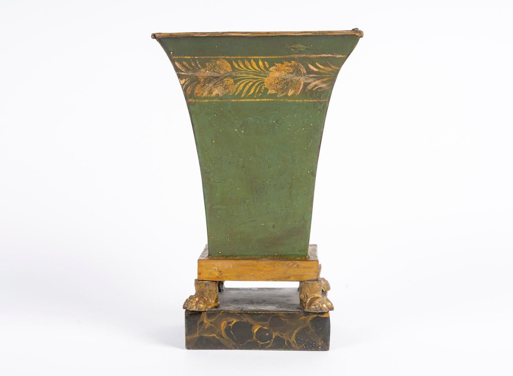 Empire Style Set in Painted Sheet Metal, Comprising a Candlestick and a Cup. For Sale 5
