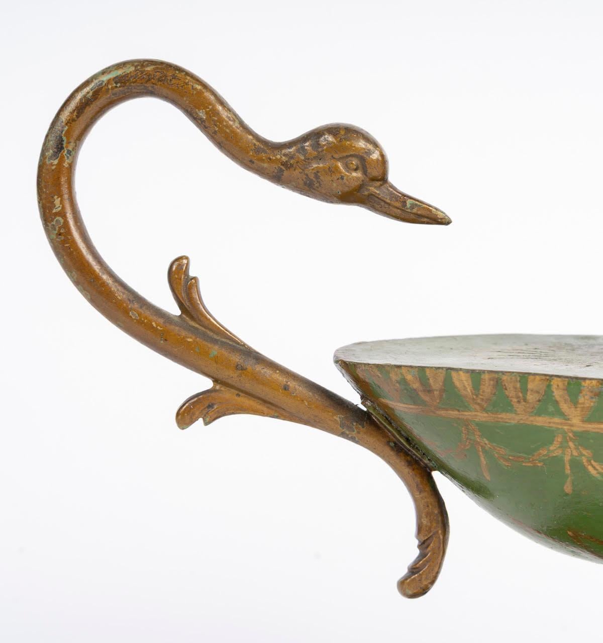 Napoleon III Empire Style Set in Painted Sheet Metal, Comprising a Candlestick and a Cup. For Sale