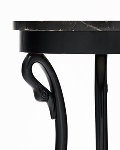 Empire Style Side Table, French Wood with Black Marble Top, 1910