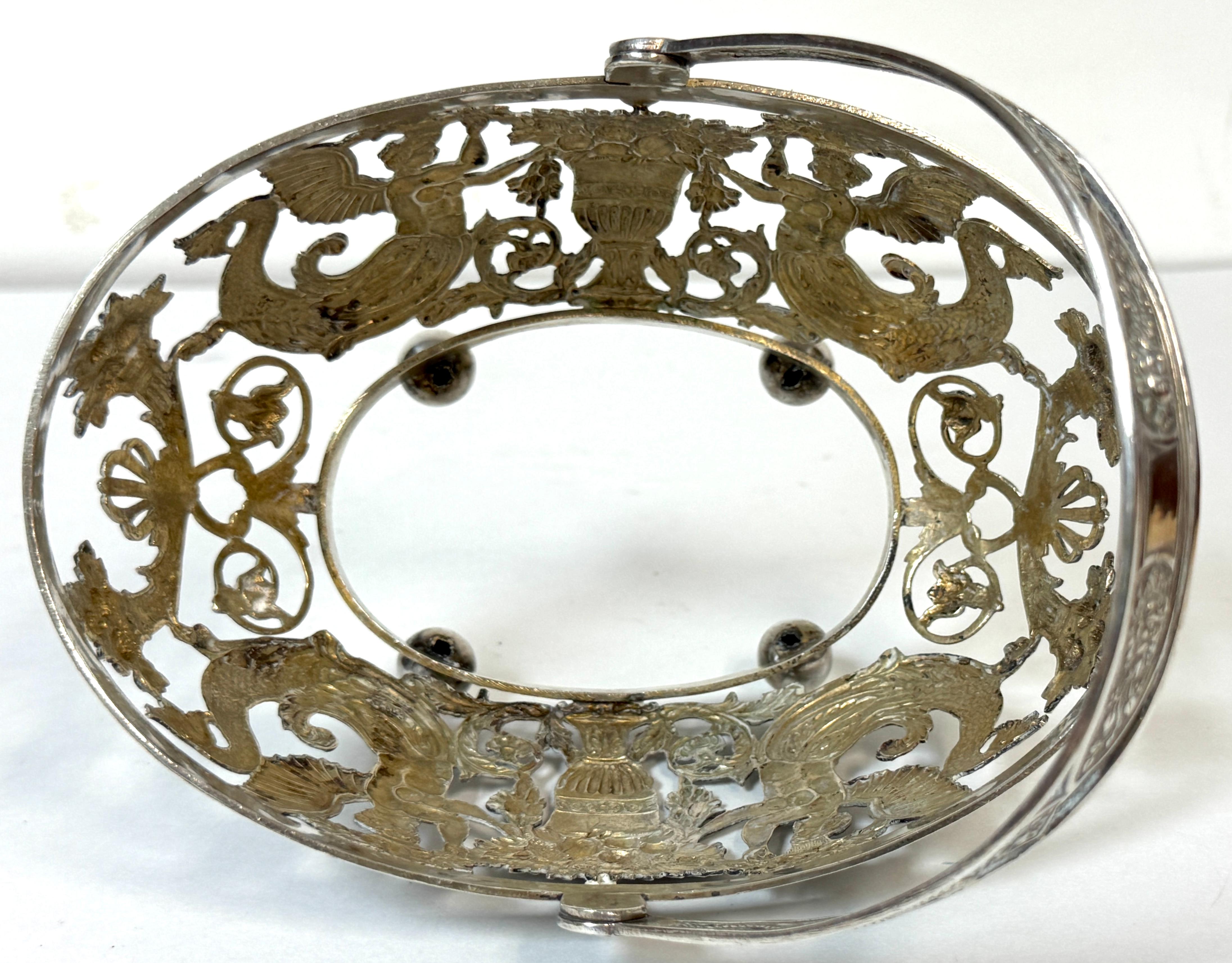 Empire Style Silver & Crystal Swing-Handle Basket /Sphinx Decoration, C. 1820 For Sale 9