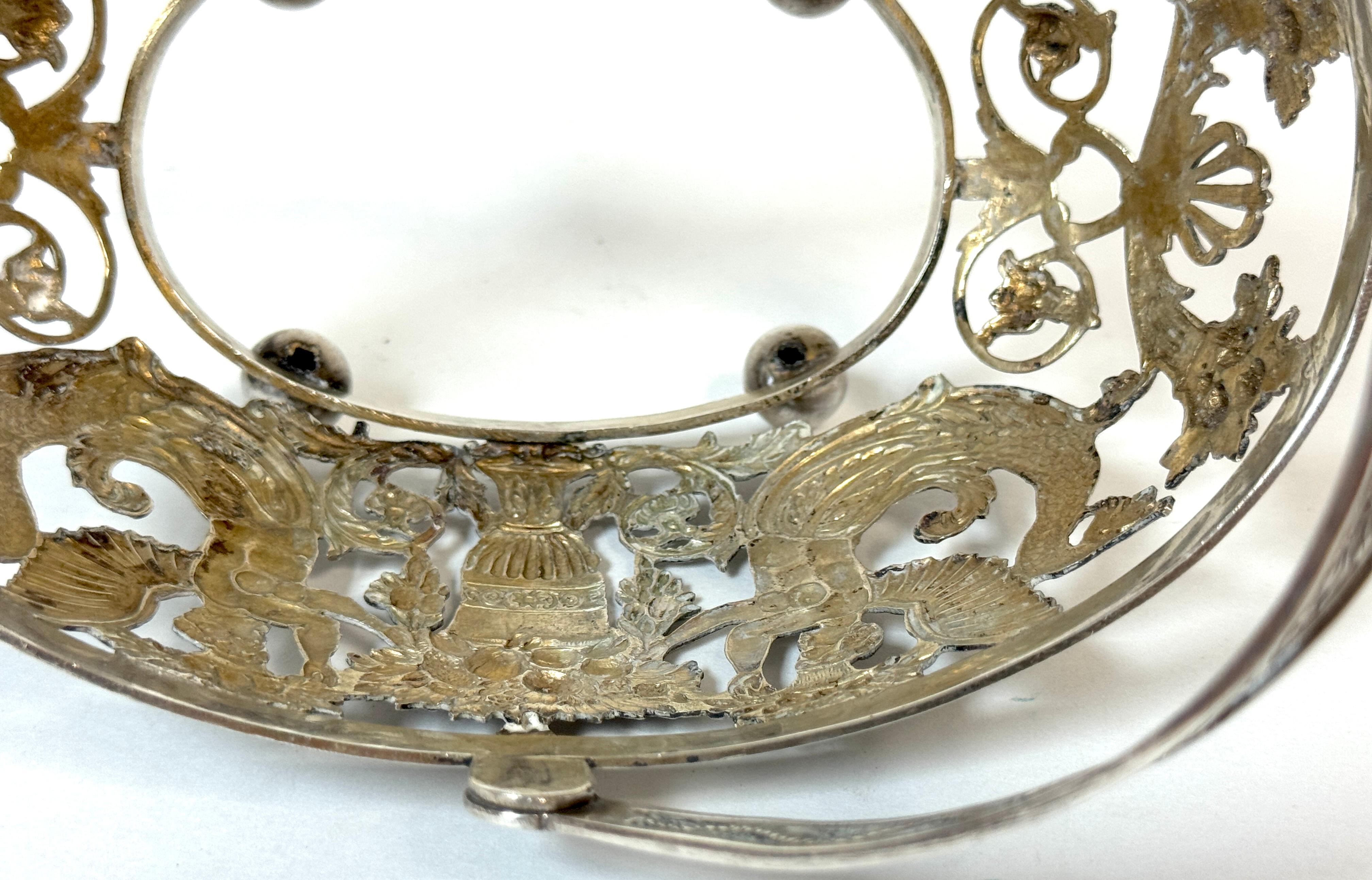 Empire Style Silver & Crystal Swing-Handle Basket /Sphinx Decoration, C. 1820 For Sale 10