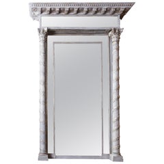 Used Empire Style Silver Leaf Mirror, 19th Century