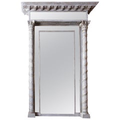 Empire Style Silver Leaf Mirror, 19th Century