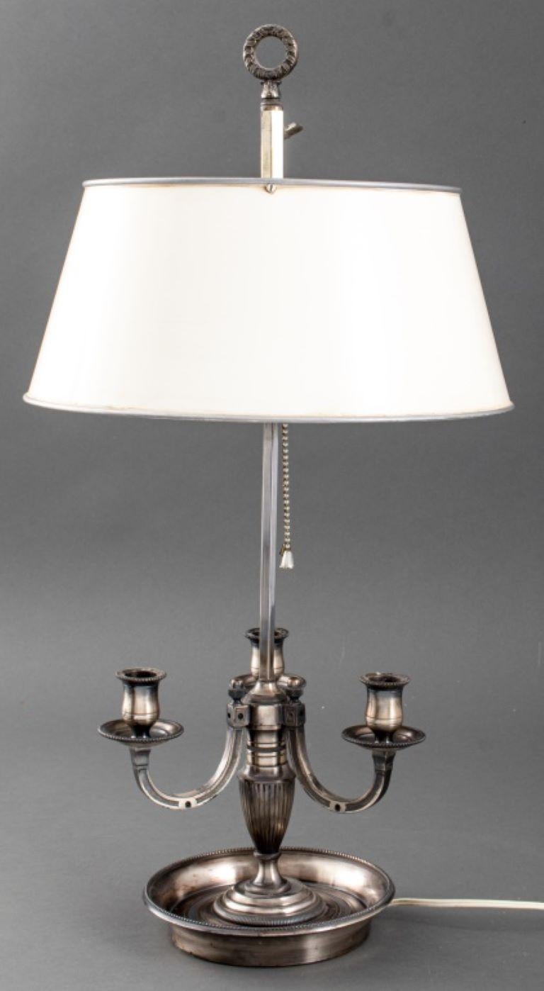 Empire Style Silvered Brass Bouillotte Lamp For Sale 1