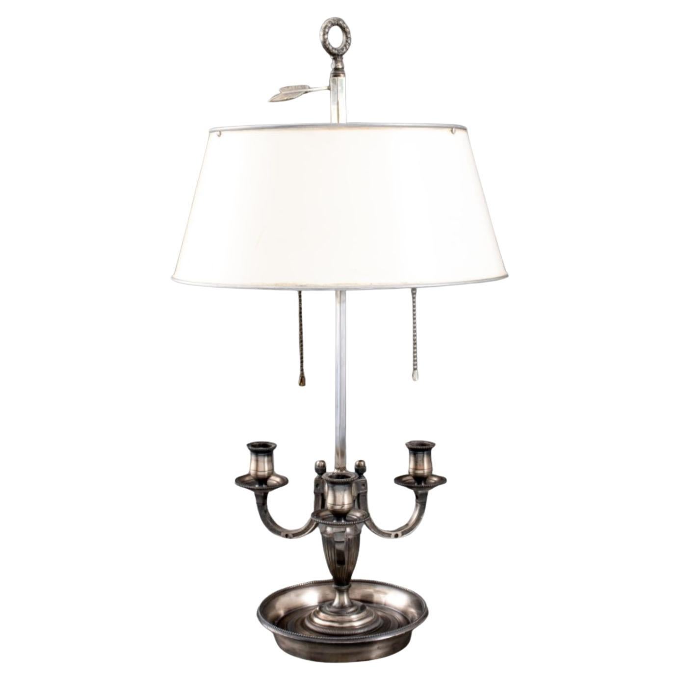 Empire Style Silvered Brass Bouillotte Lamp For Sale