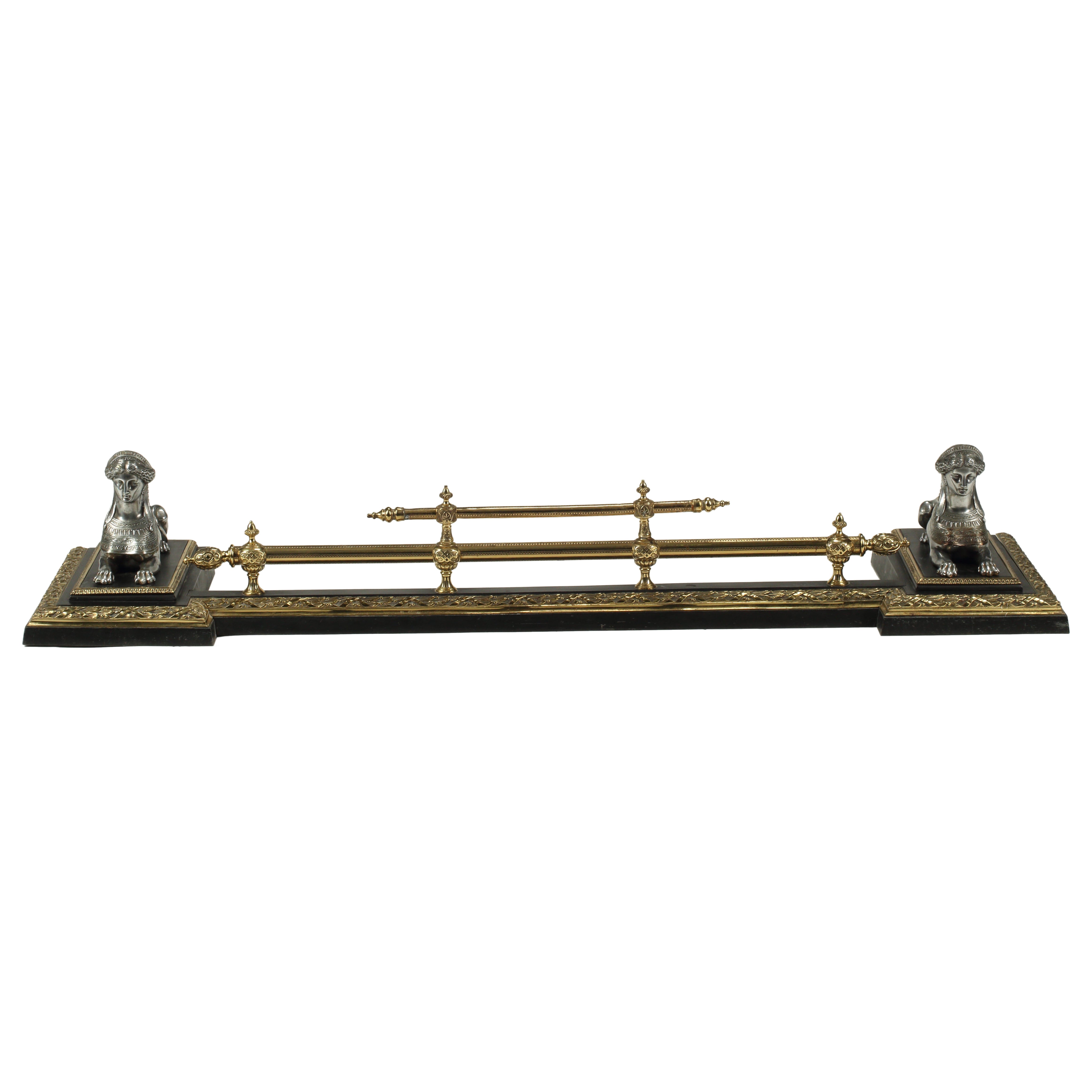 Empire Style Silvered Bronze Fire Fender, Late 19th Century French