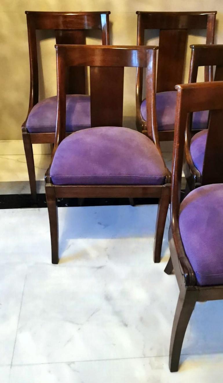 Six chaises françaises modèle Gondola de style Empire  en vente 3