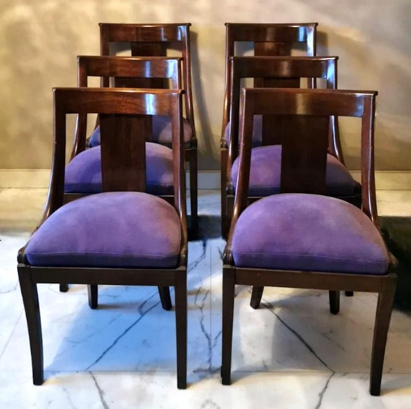 Sechs französische Stühle im Empire-Stil „ Gondola“, Modell  (Französisch) im Angebot
