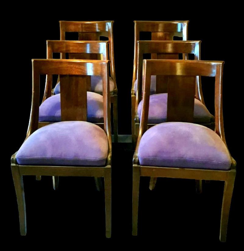 Sechs französische Stühle im Empire-Stil „ Gondola“, Modell  im Zustand „Gut“ im Angebot in Prato, Tuscany