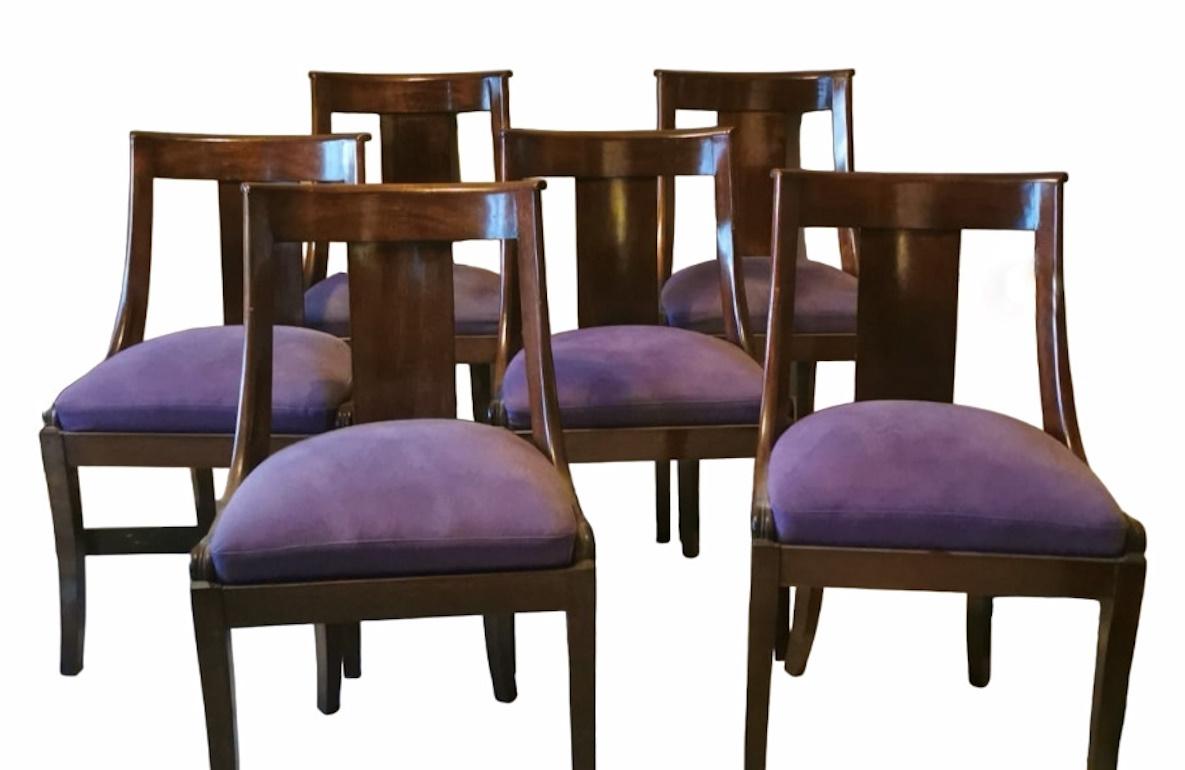 20ième siècle Six chaises françaises modèle Gondola de style Empire  en vente
