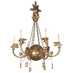 Antique Empire Style Six-Light Chandelier