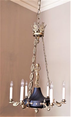 Empire Style Six-Light Figural Chandelier, circa 1895