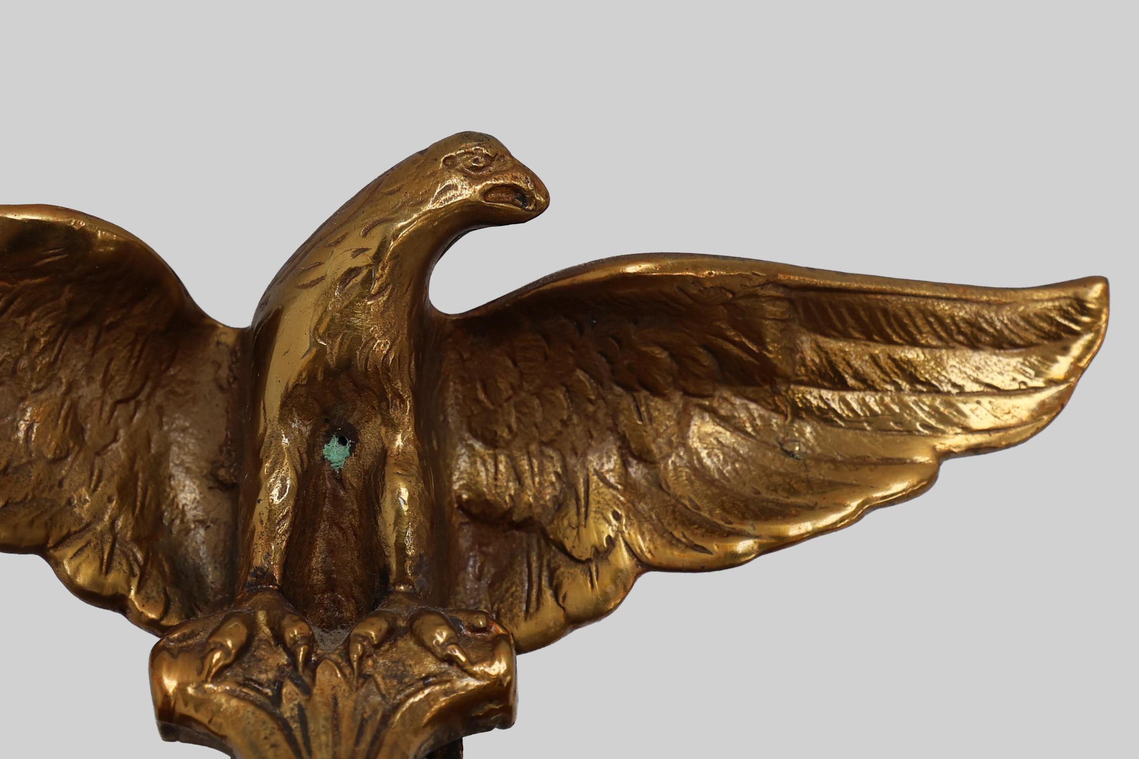 French Empire style Small Gold Decorative convex Mirror with Eagle, France For Sale