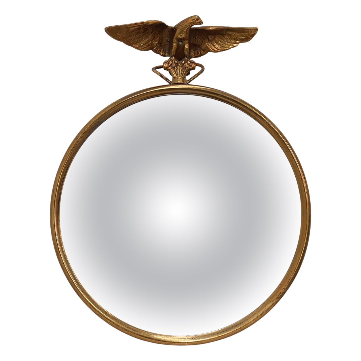 Empire style Small Gold Decorative convex Mirror with Eagle, France For Sale
