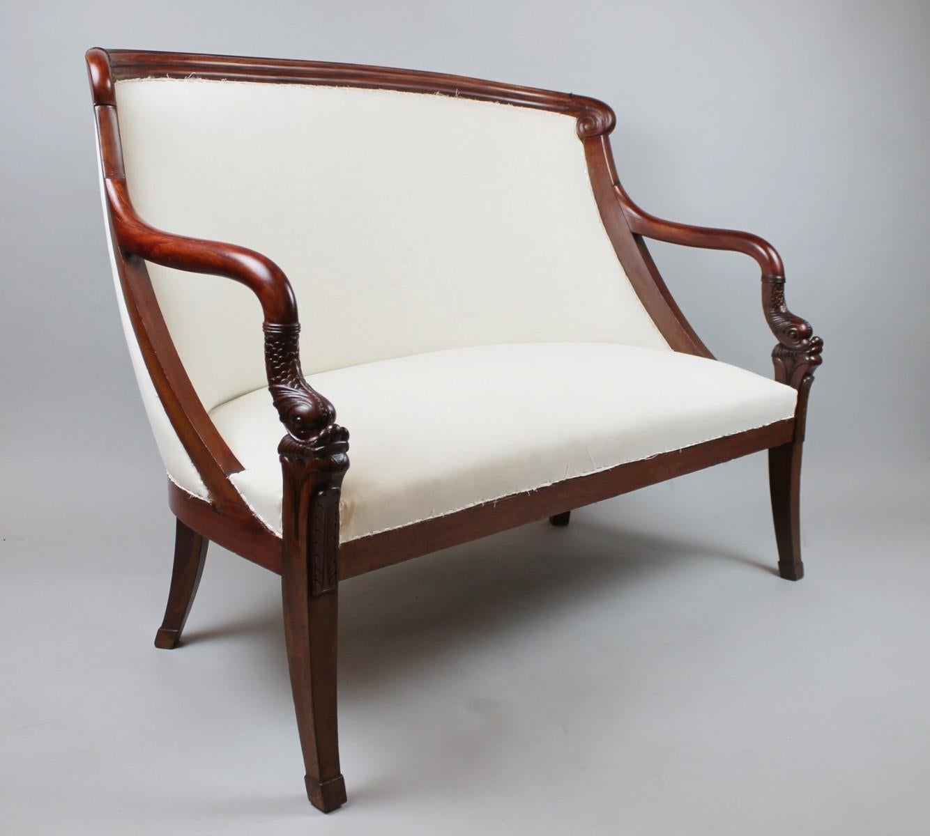 Wood Empire Style Sofa in Mahogany, Late 19th Century